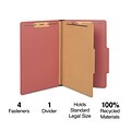 Staples 60% Recycled Pressboard Classification Folder, 1-Divider, 1.75 Expansion, Legal Size, Brick