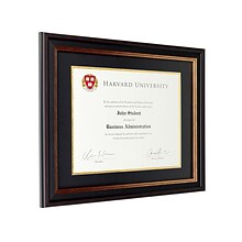 Excello Global Products 8.5 x 11 Composite Wood Photo Document Frame, Black/Gold/Red (EGP-HD-0306)