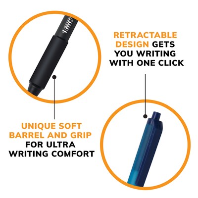 BIC Soft Feel Retractable Ballpoint Pens, Medium Point, Blue Ink, Dozen (SCSM11BLU)