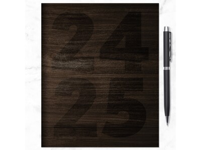2024-2025 TF Publishing Walnut Wood 6.5" x 8" Academic Monthly Planner, Paperboard Cover, Brown (AY25-4216)