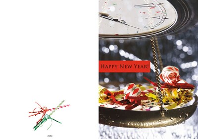 Happy New Year - scale - 7 x 10 scored for folding to 7 x 5, 25 cards w/A7 envelopes per set