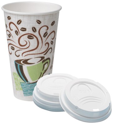 Dixie PerfecTouch 16 oz. Hot Cups and Dixie Dome Plastic Hot Cup Lids, 50/pack