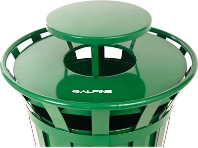 Alpine Industries Stainless Steel Outdoor Trash Can with Rain Bonnet Lid, 38-Gallon, Green (ALP479-38-1-GRN-MKTCOPY)