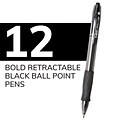 BIC GLIDE Bold Retractable Ballpoint Pen, Bold Point, Black Ink, Dozen (18510/VLGB11BK)