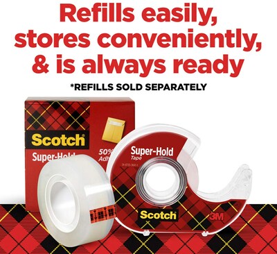 Scotch Super-Hold Transparent Clear Tape Refill, 0.75" x 27.77 yds., 1" Core, Clear, 10 Rolls/Pack (700K10)