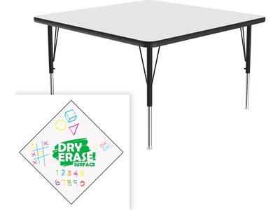 Correll Square Activity Table, 36" x 36", Height-Adjustable, Frosty White/Black (A3636DE-SQ-80)