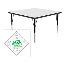 Correll Square Activity Table, 36 x 36, Height-Adjustable, Frosty White/Black (A3636DE-SQ-80)