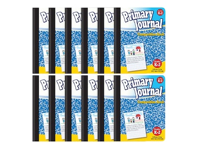 Better Office Primary Journal Composition Notebooks, 7.5 x 9.75, Primary, 100 Sheets, Blue, 12/Pac