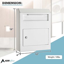 AdirOffice Heavy-Duty Secured Safe Drop Box Mailbox with Suggestion Cards, White (631-07-WHI-PKG)