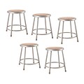 NPS 6200 Series Armless Wood 18 Inch Stool, Gray, 5 Pack (6218/5)