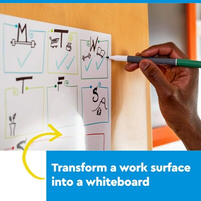 Post-it Flex Write Surface, 4 ft x 3 ft, Permanent Marker Wipes Away with Water, Permanent Marker Whiteboard Surface