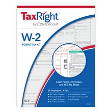 TaxRight™ 2023 W-2 Tax Form Kit with Envelopes, 4-Part, 50/Pack (SC5645E)