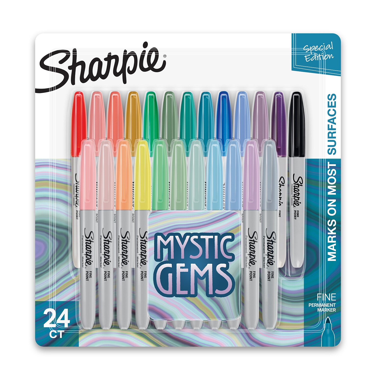 Sharpie Mystic Gems Permanent Markers, Fine Tip, Assorted, 24/Pack (2136727)