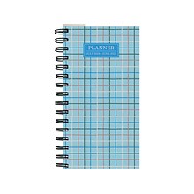2024-2025 TF Publishing Blue Plaid 3.5 x 6.5 Academic Weekly & Monthly Planner, Paperboard Cover,