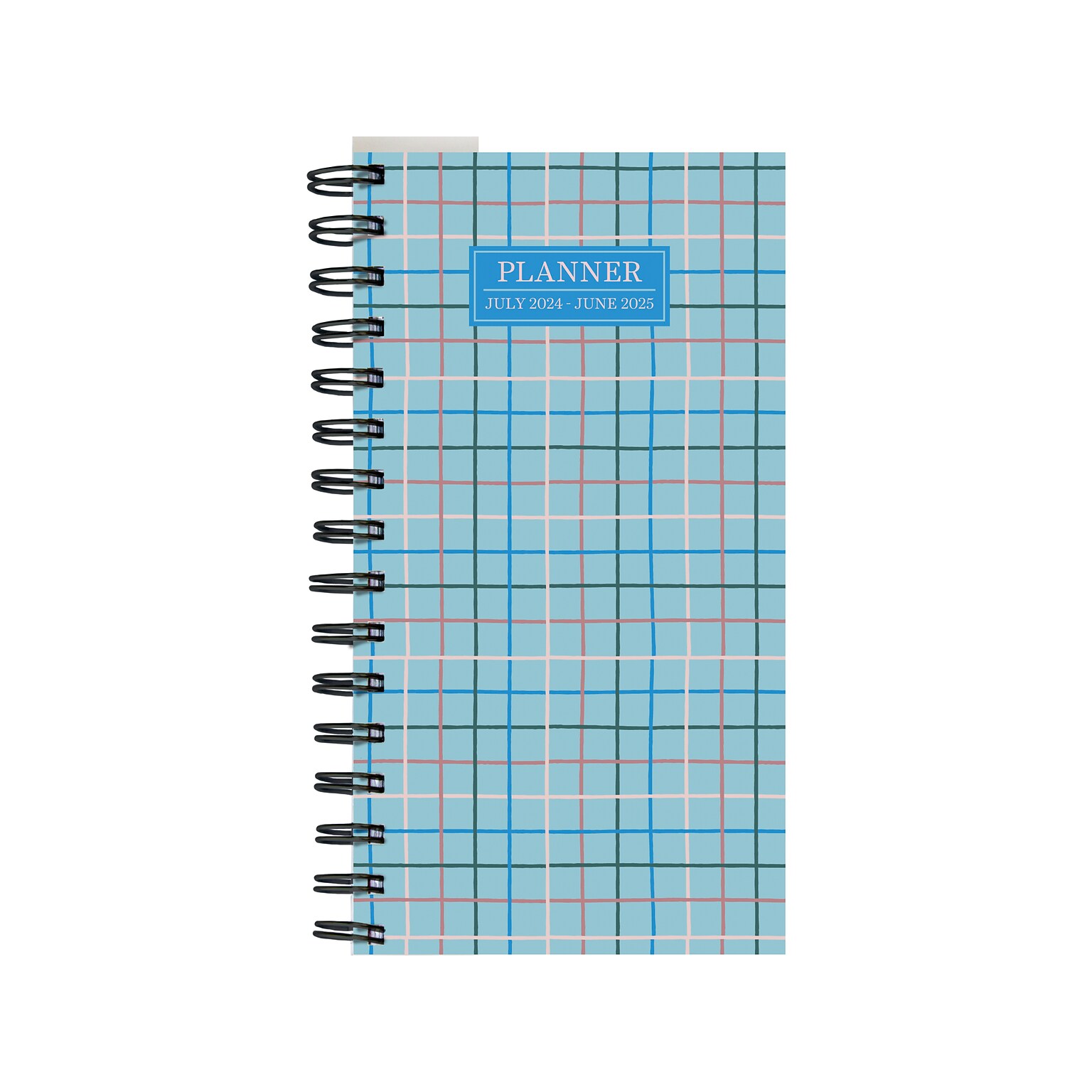 2024-2025 TF Publishing Blue Plaid 3.5 x 6.5 Academic Weekly & Monthly Planner, Paperboard Cover, Multicolor (AY25-7500)