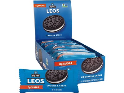 Rip Van Leos Cookies & Cream Sandwich Cookies, 1.69 oz., 10 Packs/Box (0009)