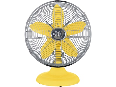Good Housekeeping Oscillating Desk Fan, 3-Speed, Silver/Yellow (92609)