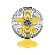 Good Housekeeping Oscillating Desk Fan, 3-Speed, Silver/Yellow (92609)