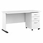 Bush Business Furniture Studio A 60"W Computer Desk with 3 Drawer Mobile File Cabinet, White (STA002WHSU)