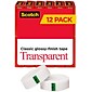 Scotch Transparent Tape, 3/4 in x 1296 in, 12 Tape Rolls, Clear, Refill, Home Office and Back to School Supplies for Classrooms