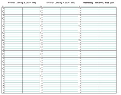 2025 Medical Arts Press® 8 1/2" x 11" 2 Column Daily Appointment Log, Green (3109425)