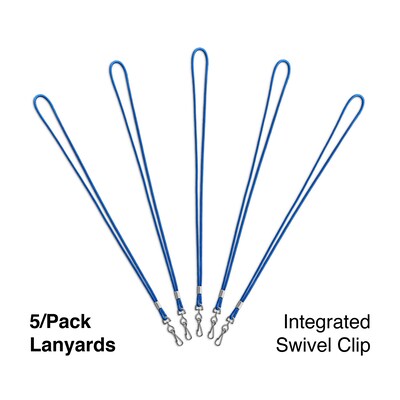 Staples Lanyards with Swivel Clip, 36 Length, Nylon, Blue, 5/Pack (20228-US)