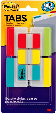 Post-it® Tabs Value Pack, 1 Wide and 2 Wide, Assorted Colors, 114 Tabs/Pack (686-VAD2)
