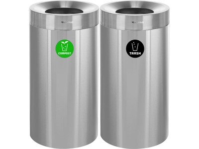 Alpine Industries Dual-Stream Compost/Trash Recycling Station, 54-Gallon, Stainless Steel (ALP475-27