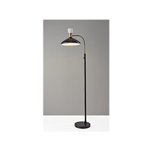 Adesso Patrick 61 Matte Black/Antique Brass Floor Lamp with Cone Shade (3759-01)