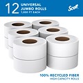 Scott Essential Recycled Jumbo Toilet Paper, 2-ply, White, 12 Rolls/Case (67805)