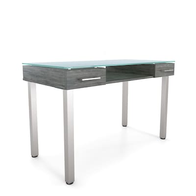 Union & Scale™ Prestige 47W Glass Computer and Writing Desk, Gray (UN56948)