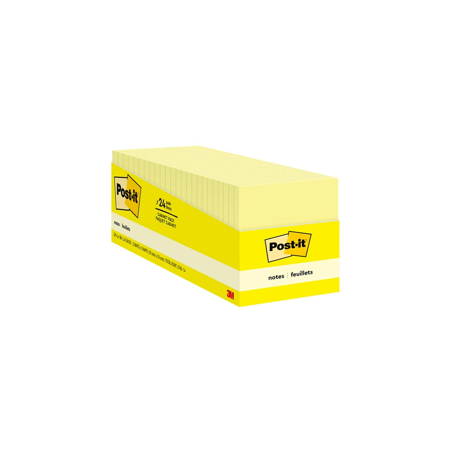 Post-it Notes, 3 x 3, Canary Collection, 90 Sheet/Pad, 24 Pads/Pack (65424CP)