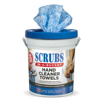 SCRUBS in-a-Bucket Heavy Duty Hand Tool Multi-Surface Cleaner Wipes, XL,  10 x 12 72/Pack (ITW4227