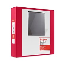 Staples 2 3-Ring View Binder, D-Ring, Red (ST60222)