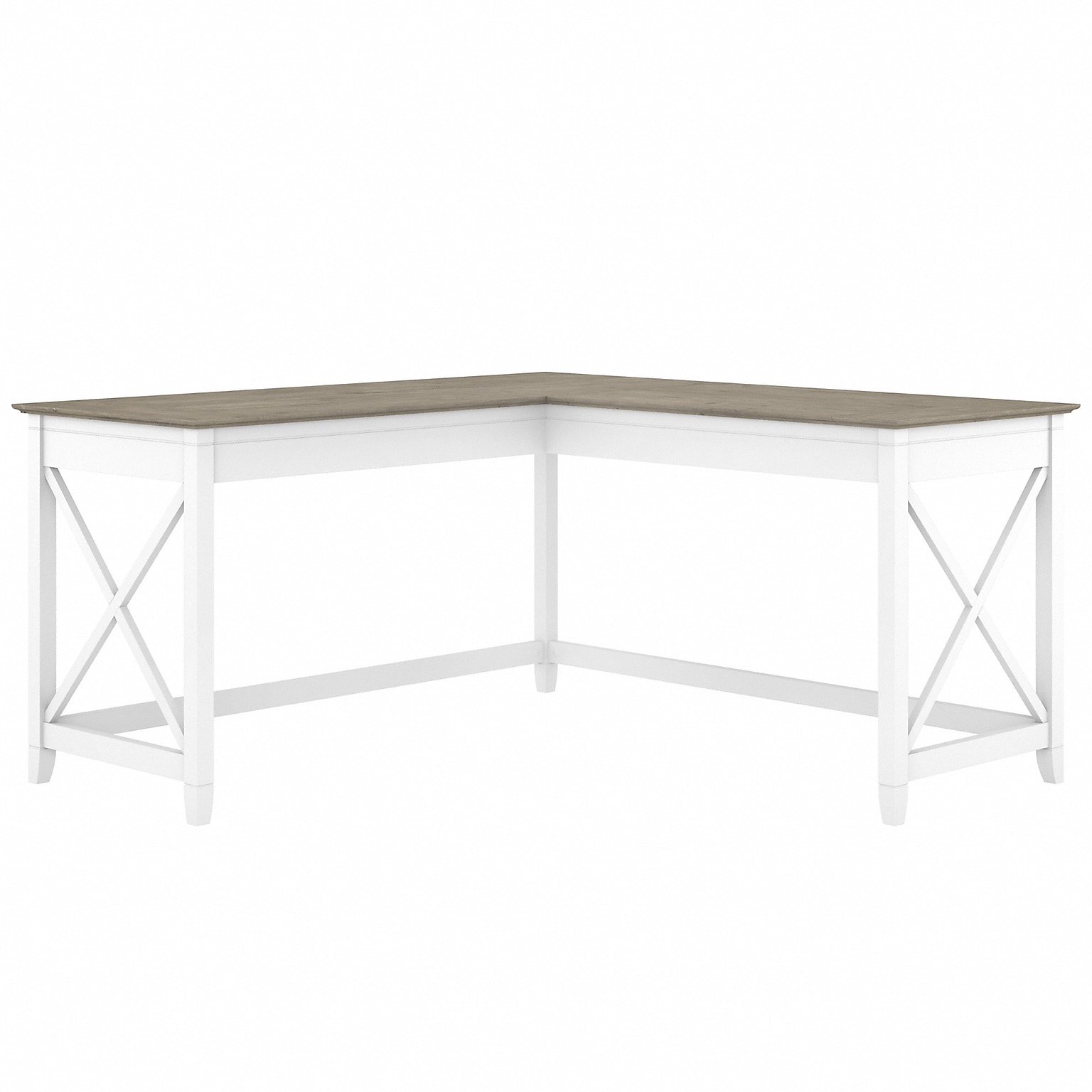 Bush Furniture Key West 60 L-Shaped Desk, Shiplap Gray/Pure White (KWD160G2W-03)