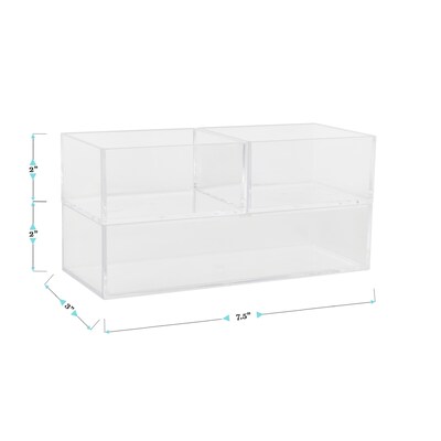 Martha Stewart Brody 3-Compartment Stack and Slide Plastic Tray Office Desktop Organizer, Clear, 3/Set (BEPB33163CLR)