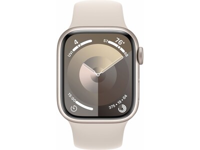 Apple Watch Series 9 (GPS) Smartwatch, 41mm, Starlight Aluminum Case with Starlight Sport Band, S/M (MR8T3LL/A)