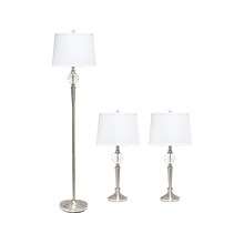 Lalia Home Classix 63/29 Brushed Nickel Three-Piece Floor/Table Lamp Set with Tapered Shades (LHS-