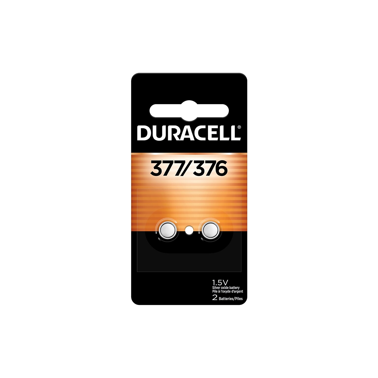 Duracell 377 Silver Oxide Battery, 2/Pack (DU377/376-2PK)