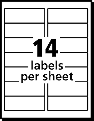 PRES-a-ply Laser/Inkjet Address Labels, 1-1/3" x 4", White, 14 Labels/Sheet, 100 Sheets/Box (30602)
