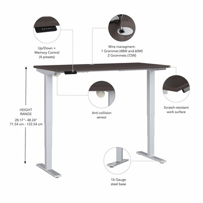 Bush Business Furniture Move 40 Series 48"W Electric Adjustable Standing Desk, Storm Gray/Cool Gray Metallic (M4S4824SGSK)