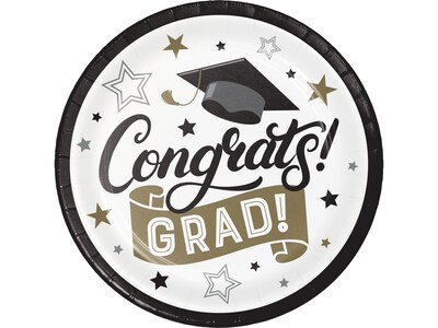 Creative Converting Congrats Grad Graduation Plate, Multicolor, 24/Pack (DTC369862DPLT)