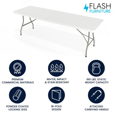 Flash Furniture Kathryn Folding Table, 96 x 30, Granite White (RB3096FH)