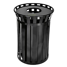 Alpine Industries Metal Commercial Indoor/Outdoor Trash Can, 38 Gallon, Black (479-38)