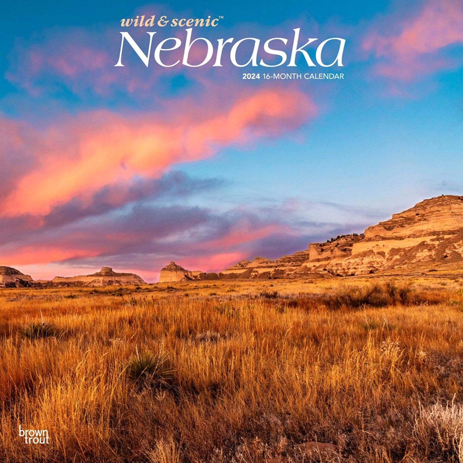 2024 BrownTrout Nebraska Wild & Scenic 12 x 24 Monthly Wall Calendar (9781975464158)