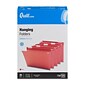 Quill Brand® Hanging File Folders, 1/5-Cut, Letter Size, Red, 25/Box (7387QRD)