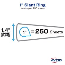 Avery Nonstick Heavy Duty 1 3-Ring View Binders, Slant Ring, Light Blue (5301)