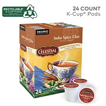 Celestial Seasonings India Spice Chai Tea, 0.13 oz. Keurig® K-Cup®p Pods, 24/Box (14738)