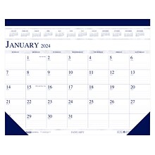 2024 House of Doolittle Compact 18.5 x 13 Monthly Desk Pad Calendar, White/Blue (1506-24)