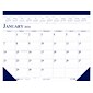 2024 House of Doolittle Compact 18.5" x 13" Monthly Desk Pad Calendar, White/Blue (1506-24)